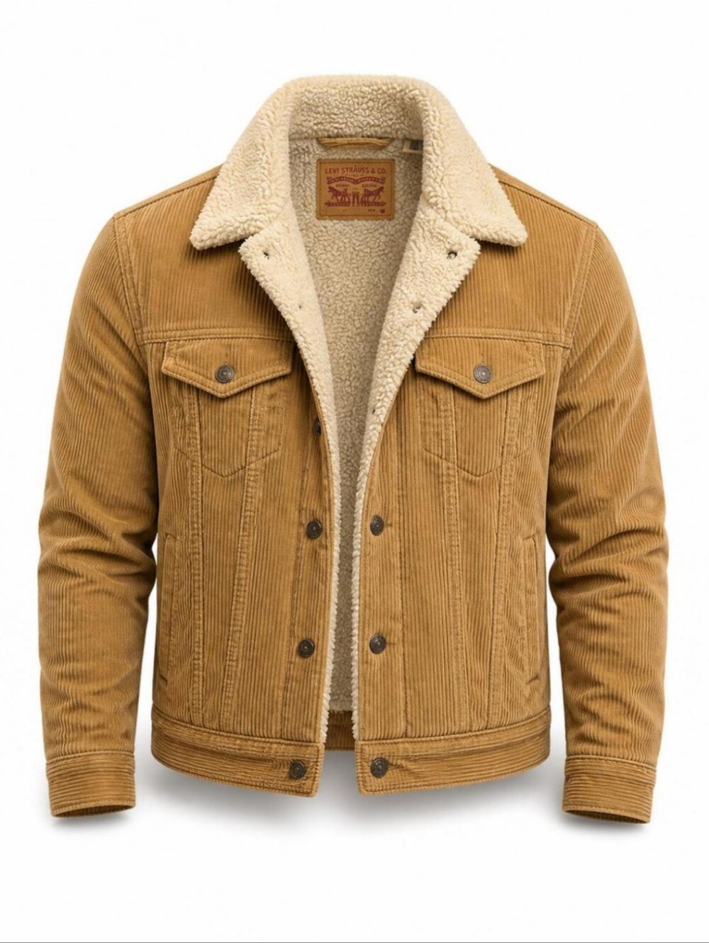 Levi's Women's Tan Corduroy Sherpa-Lined Jacket - M